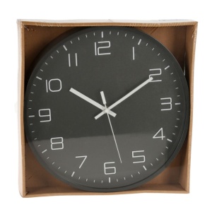 Ceas de perete antracit cu cifre albe 3D, 30 cm, design modern