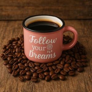 Ceașcă Espresso 80 ml, Ceramică, Nekupto – „Follow Your Dreams”