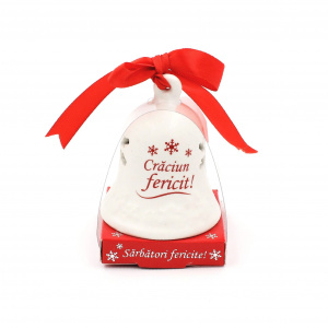 Clopoțel decorativ din ceramică - „Crăciun fericit!"