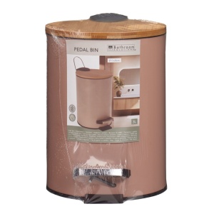 Coș de gunoi, cu pedală, capacitate 3l, culoarea roz pudrat, 17x24 cm