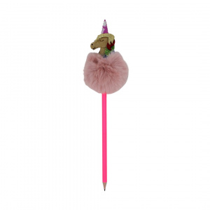 Creion figurină Unicorn crem puf roz 26cm