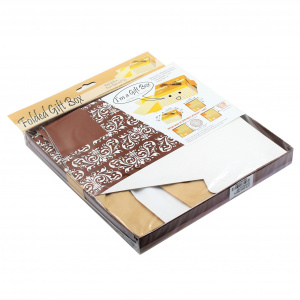 Cutie de cadou cu tissue paper, fundita decorativa si minifelicitare, XL - Brown