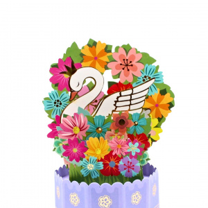 Decorațiune din hârtie Magic Pop-Ups Lebăda cu flori - Img 2