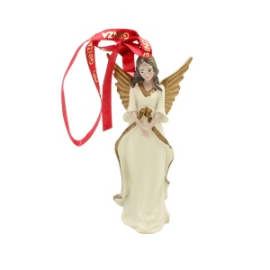 Decorațiune Ginza, Regatul de Crăciun, Royal, model îngeraș inofensiv, alb, 10 cm