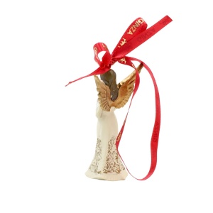 Decorațiune Regatul de Crăciun, Royal, model îngeraș rugându-se, alb, 8 cm
