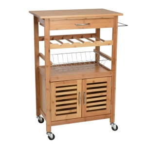 Dulap Bucătărie pe Roți – 60x36x88 cm – Design Modern, Lemn & Inox – Excellent Houseware