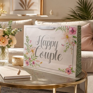 Eurowrap Gift Bag, Clairefontaine "To The Happy Couple" Collection, 44 x 32 x 12.5 cm