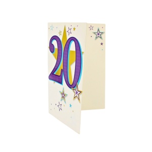 Felicitare aniversară cu plic inclus, vârsta 20 ani