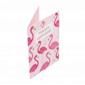 Felicitare Gold Birthday Flamingos - Img 1