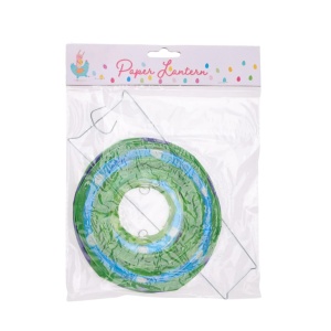 Felinar din hârtie, cu suport metalic, 10x15 cm, culoarea verde