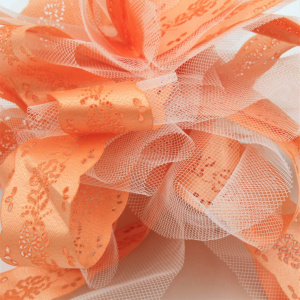Fundă nuntă cu autoformare tulle 20cm somon - Img 2