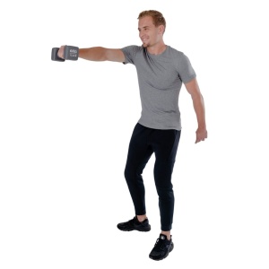 Ganteră neopren 6 kg Pure 2 Improve – capete pătrate, gri și ambalaj premium