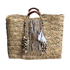 Geantă de cumpărături boho, din iută cu decorațiuni, 44 x 30 x 18 cm – Hoff Interieur