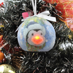 Glob decorativ bleu, cu ornamente - Pinguin dichisit
