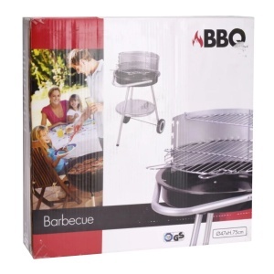 Grătar BBQ rotund pe cărbuni Ø47 cm, cu raft și roți, reglabil, pentru grădină și outdoor