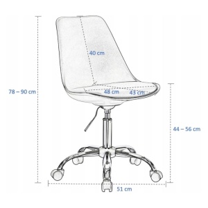 Scaun de birou ergonomic pivotant IGER, reglabil pe înălțime, cu roți și pernă de șezut, gri