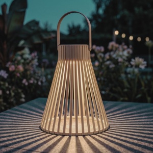 Lampă solară decorativă, cu LED, cu agățătoare, 24 cm, culoare crem