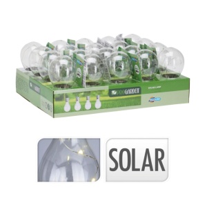 Lampă solară în formă de bec transparent, LED, pentru grădină, terasă și exterior