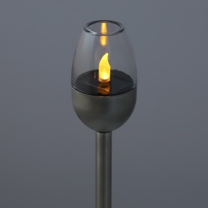 Lampă solară Jumi, LED alb cald, 39 cm, oțel inoxidabil, clasă protecție IP44, cu baterie reîncărcabilă