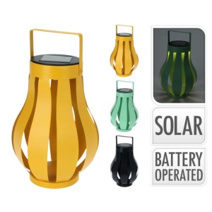 Lampă solară pentru grădină, cu LED,15x20 cm, metalică, culoare galben