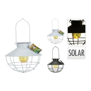 Lampă suspendată solară, cu led, metalică, culoare alb