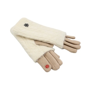 Mănuși damă, Antonio, cu funcție touch și manșetă detașabilă, culoare bej, one size