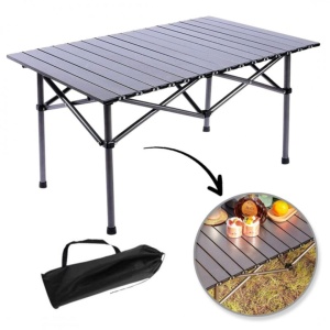 Masă pliabilă, cu cadru metalic și blat rezistent, compactă pentru camping – 95x56x50 cm, eCarla, SC09SZ