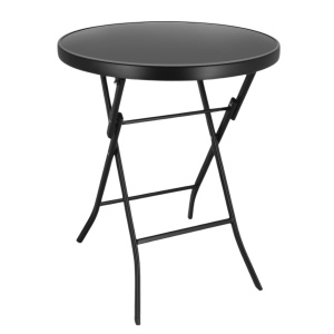 Masă pliabilă, Jumi, neagră, rotundă 60 cm, pentru grădină sau terasă