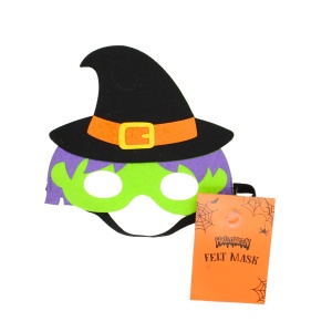 Masca de Halloween, din fetru, model vrăjitoare cu pălărie neagră, Eurowrap