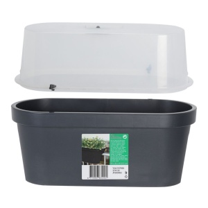 Mini Seră cu Jardinieră din plastic, 59x26x24,25 cm – Ideală pentru Răsaduri și Plante Aromatice