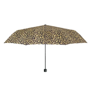 Mini umbrelă manuală, Perletti, model leopard, culoarea bej nisipiu