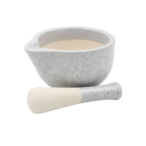 Mojar cu pistil 330 ml, Excellent Houseware, ceramică, gri deschis