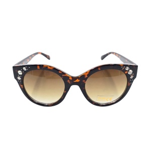 Ochelari de soare, damă, Tiara, ramă leopard cu cristale, formă ovală feminină, lentile fumurii, protecție UV 400