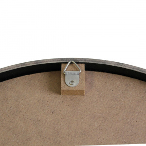 Oglindă de perete, ramă rotundă, din lemn, culoarea neagră, 50 cm