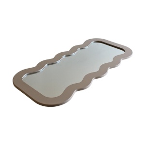 Oglindă decorativă cu ramă ondulată – 37x80 cm, sticlă + cadru MDF, gri