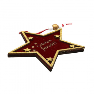 Ornament brad Stea Crăciun Fericit 12x12 cm