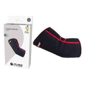 Orteză pentru Cot din Neopren Pure 2 Improve – Mărimea S | Negru cu Cusături Roșii