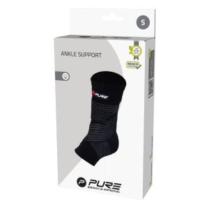 Orteză pentru Gleznă Tricotat Pure 2 Improve – Mărimea S | Negru | Bandă Elastică cu Velcro