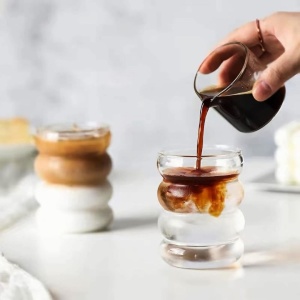 Pahar bubble din sticlă borosilicată, pentru cafea latte, long drinkuri și băuturi reci, 350 ml, eCarla, SZK37POJ