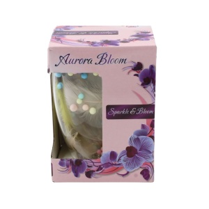 Pahar cu inserție de pene și biluțe colorate pastel, pereți dubli, sticlă borosilicată, 300 ml, Aurora Bloom