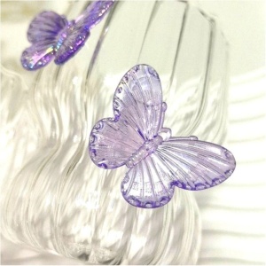 Pahar din sticlă borosilicată, cu pereți ondulați și fluturași mov, 260 ml, eCarla, SZK162
