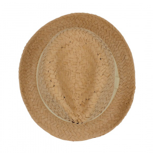 Pălărie de plajă bărbați Aristo, bej, stil fedora, cu bandă crem, ușoară și respirabilă, protecție solară, diametru 29 cm