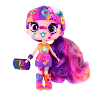 Păpușă Mini Decora Groovy 13 cm cu Accesorii – Păpușă de Personalizat, Peste 40 Surprize, păr lung, colecția Decora Girlz
