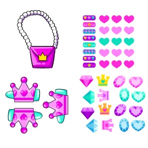 Păpușă Mini Decora Regina 13 cm cu Accesorii – Păpușă de Personalizat, Peste 40 Surprize, păr lung, colecția Decora Girlz