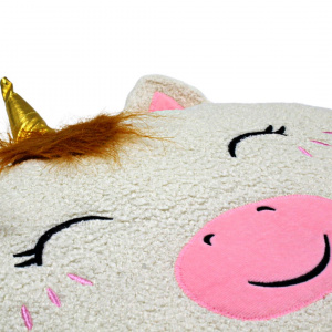 Pernuță albă pufoasă model unicorn 42cm