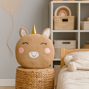 Pernuță crem pufoasă model unicorn 42cm