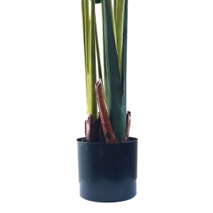 Plantă artificială Strelitzia 160 cm - Pasărea Paradisului - cu 10 frunze verzi cu detalii realiste, pentru interior, în ghiveci negru