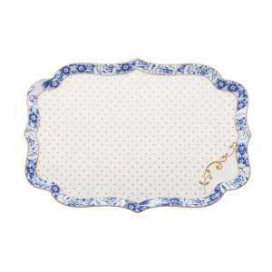 Platou din porțelan, Pip Studio, 26x18cm, colecția Royal White