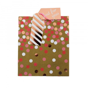 Punga cadou hartie M KRAFT DOTS - Img 4