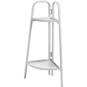 Raft de colț pentru flori din metal, culoare alb, 26x26x70 cm